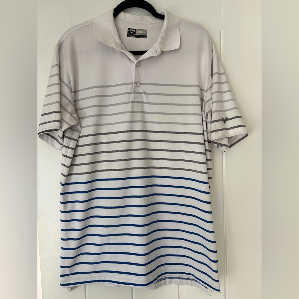 Callaway Gray and Blue Striped Polo Shirt